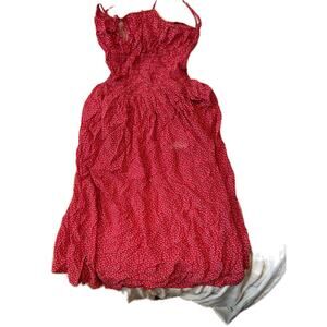 Ciro Pleated Red Sleeveless Maxi Dress Womans XL